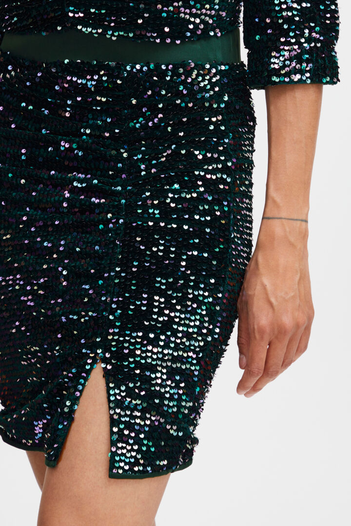 Byoung Green Sequin Salta Mini Skirt