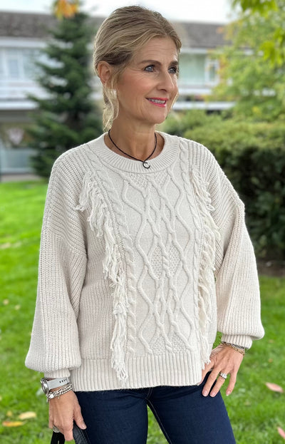 ONLY Birch Fringed Holly Knit