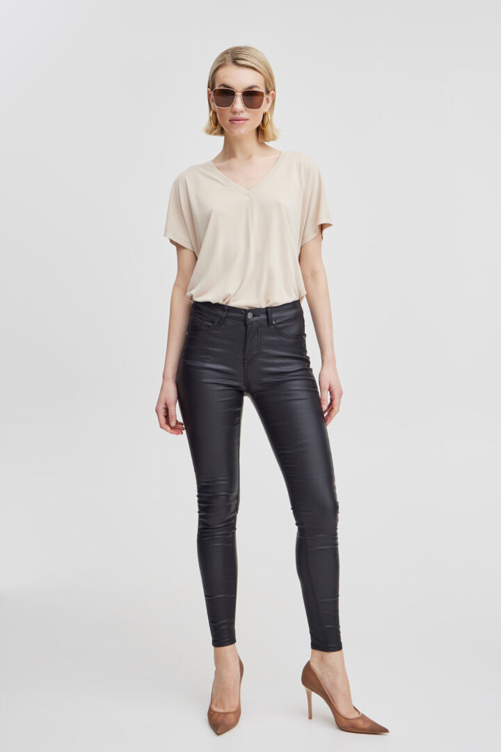 Byoung Black Faux Leather Trousers