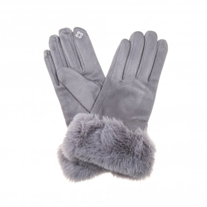 Grey Faux Fur Cuff Gloves
