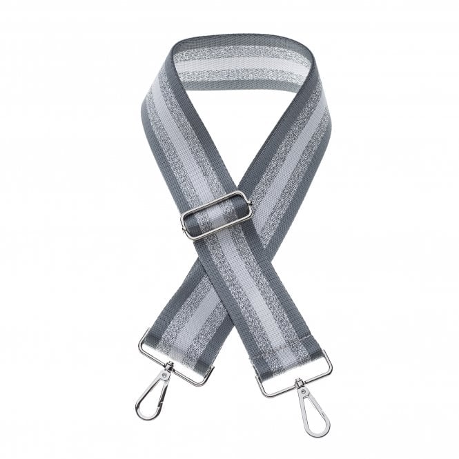 Grey & Silver Stripe Bag Strap