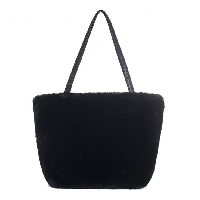 Black Faux Fur Tote Bag