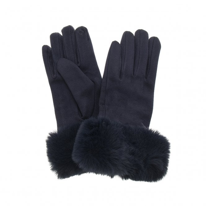 Navy Faux Fur Cuff Gloves