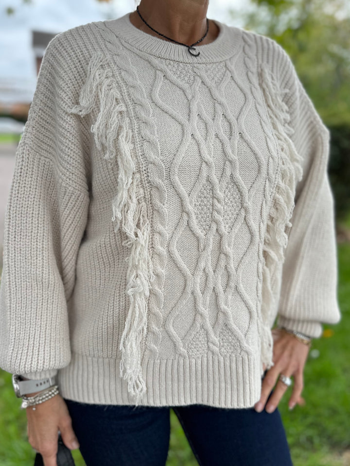 ONLY Birch Fringed Holly Knit