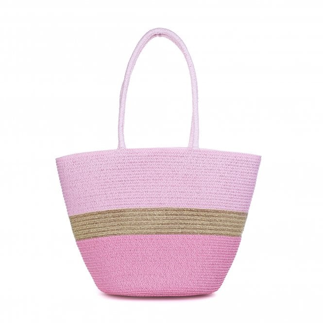 Pink Stripe Beach Bag