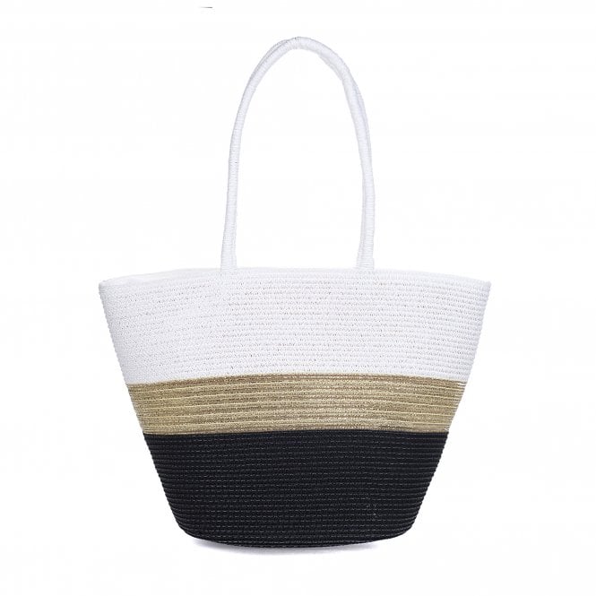 Black & White Stripe Beach Bag