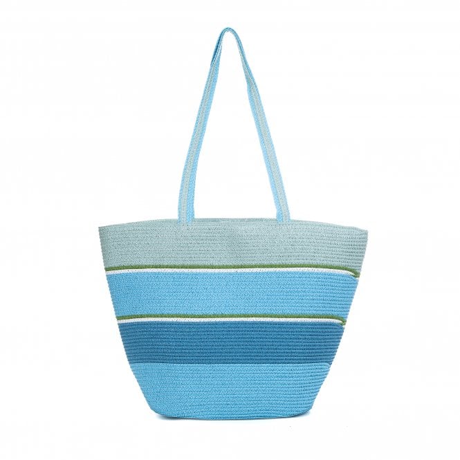 Blue & Green Stripe Beach Bag