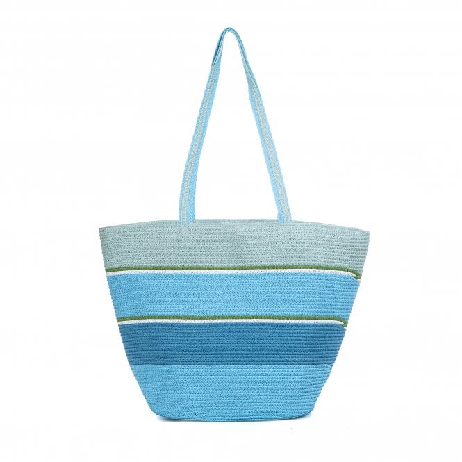 Blue & Green Stripe Beach Bag