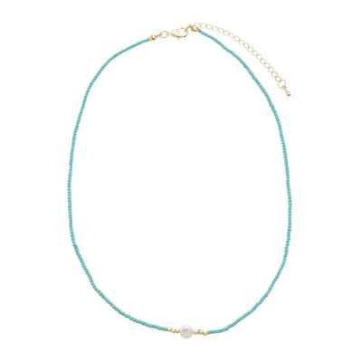 Turquoise Dainty Beaded Necklace