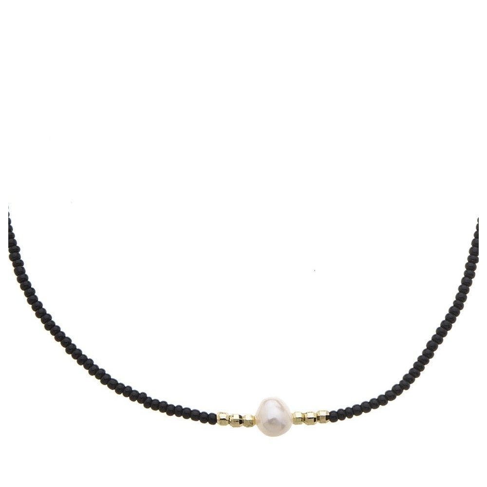 Black Dainty Beaded Necklace