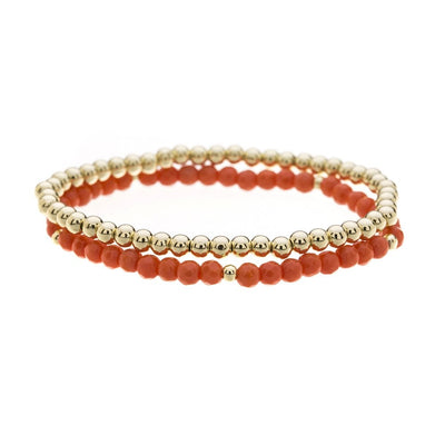 Orange & Gold Plated Bracelet Set