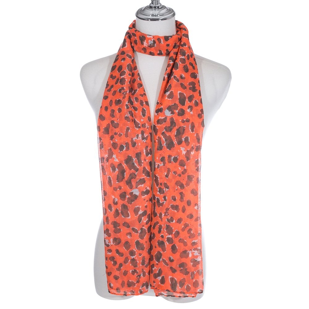 Neon Orange Leopard Scarf