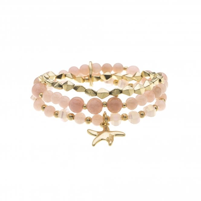 Pink & Gold Plated Star Fish Bracelet