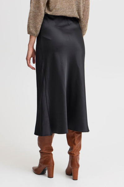 Fransa Black Nata Satin Skirt