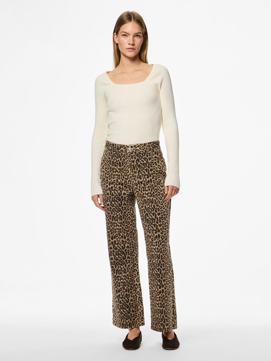 PIECES Leopard Print Jeans