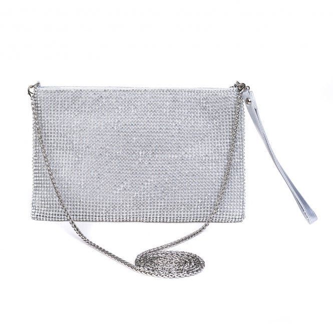 Silver Rhinestone Pouch Bag