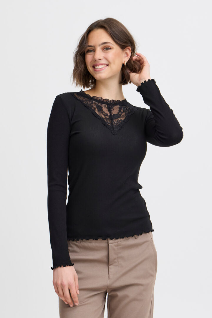 Fransa Black Hizamond Top