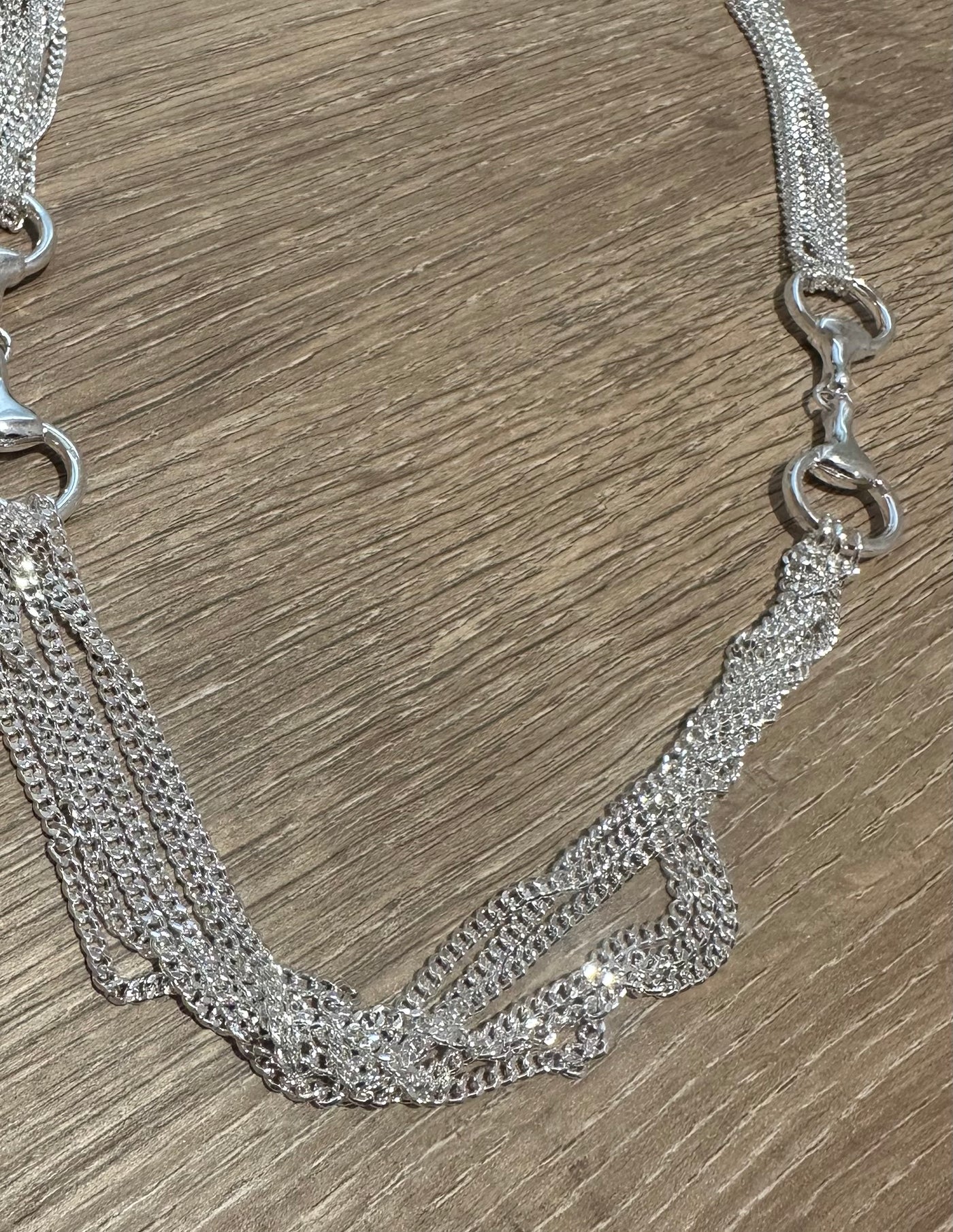 Silver Multi Chain & Connector Link Necklace
