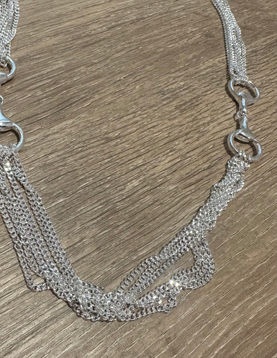 Silver Multi Chain & Connector Link Necklace