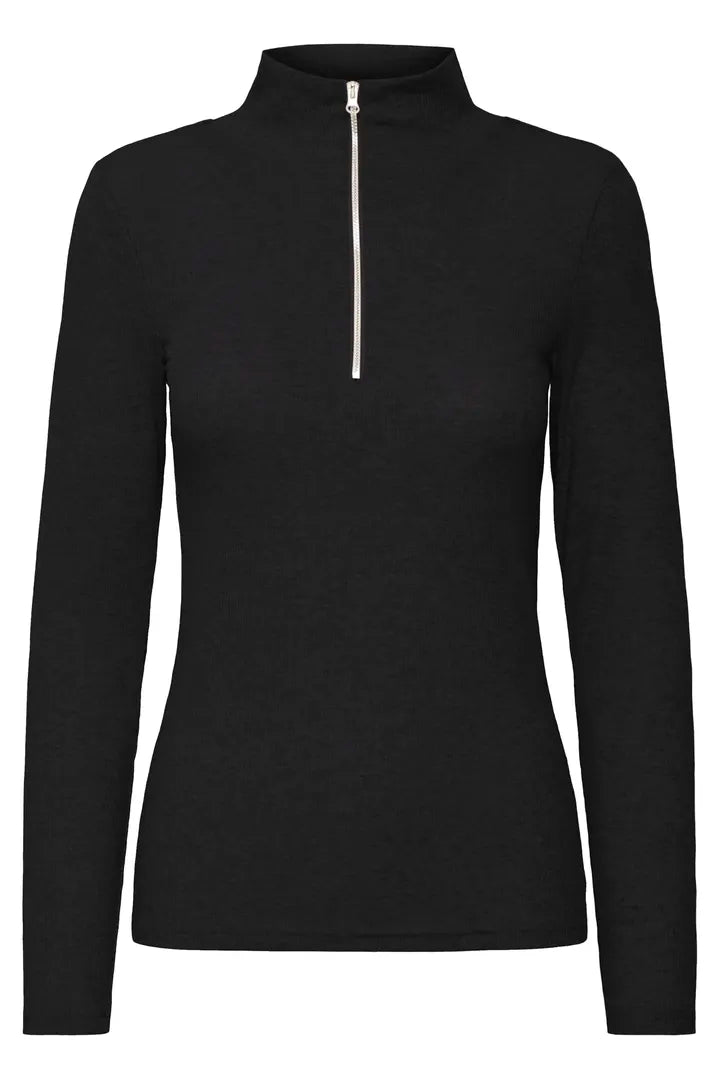 Fransa Black Zip Hozana Top