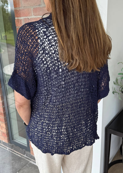 Navy Popcorn Cardigan