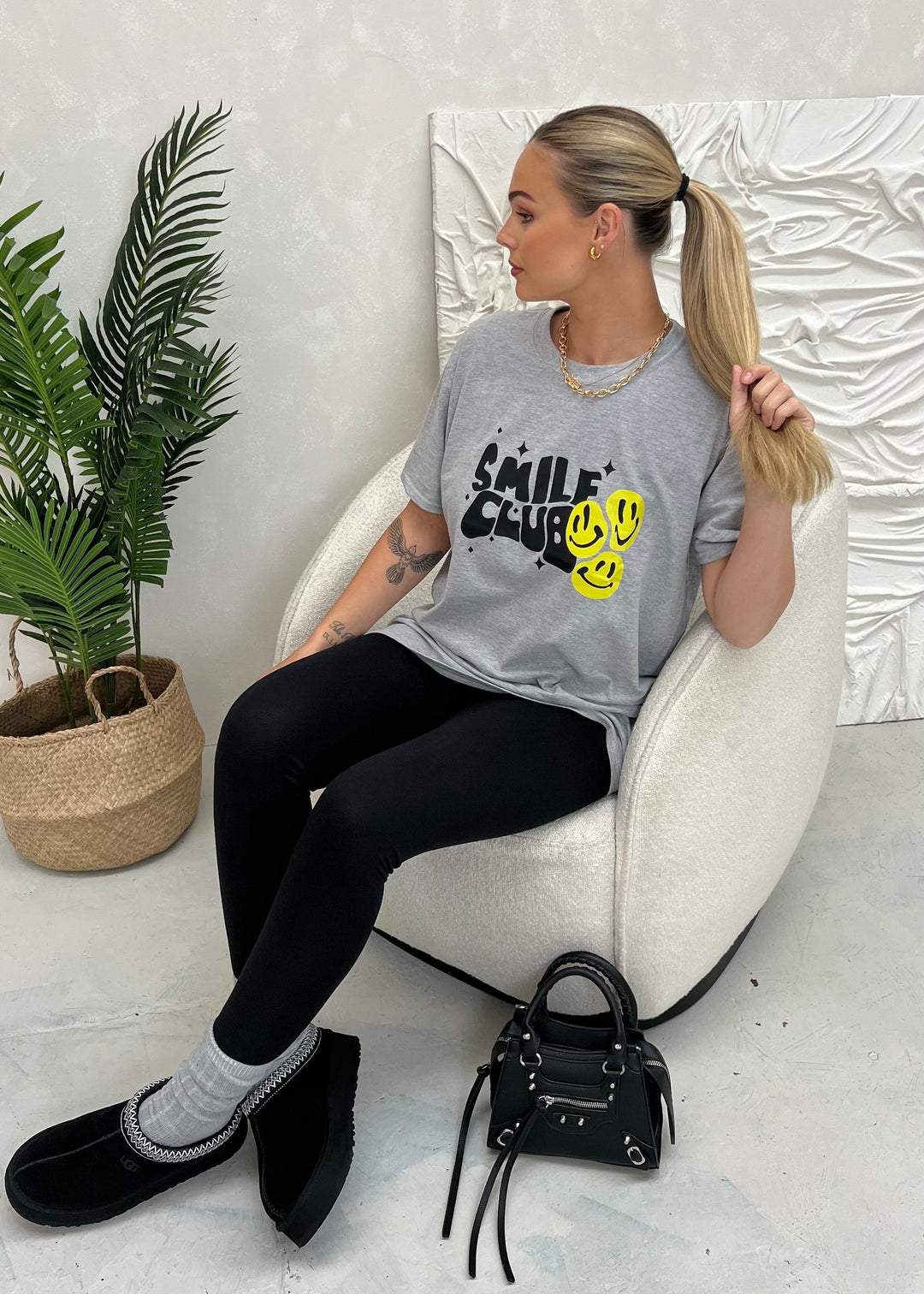 Grey Smile Club T Shirt