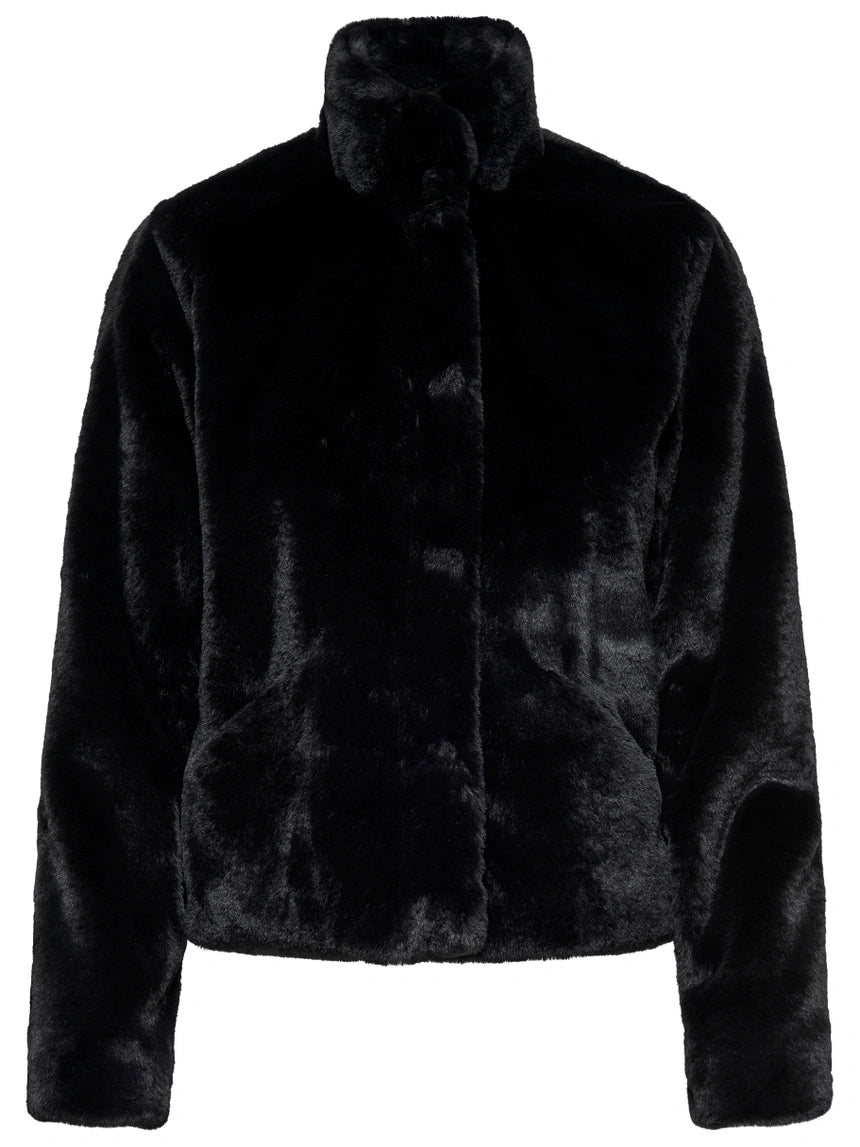 ONLY Black Faux Fur Jacket