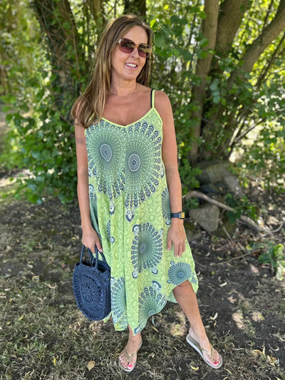 Lime Mandala Hanky Hem Dress