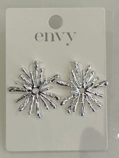 Silver Large Flower Stud Earrings