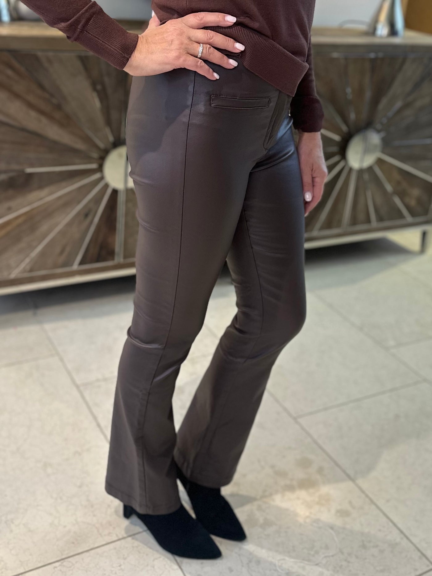 B young Chocolate Kiko Flare Trousers