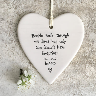 'Friends Leave Footprints' Porcelain Heart