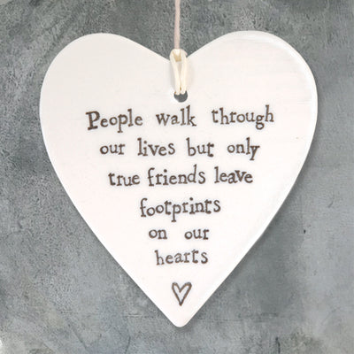 'Friends Leave Footprints' Porcelain Heart