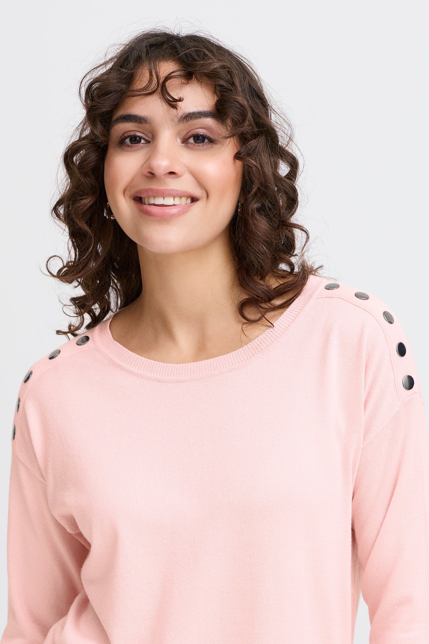 Fransa Pink Button Detail Pullover