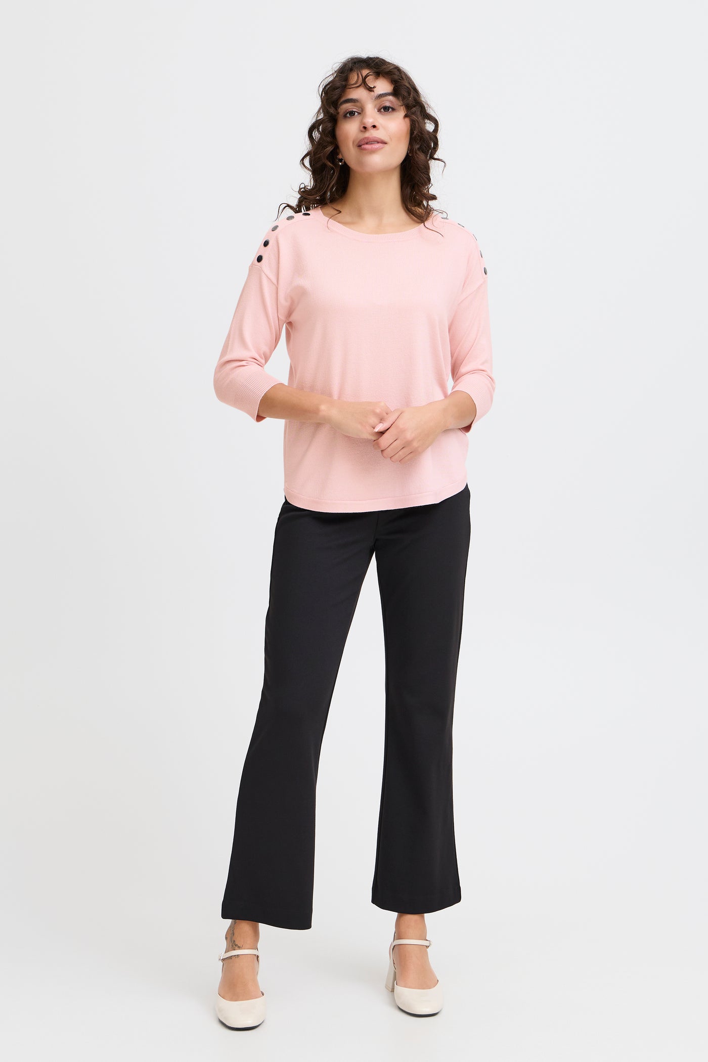 Fransa Pink Button Detail Pullover