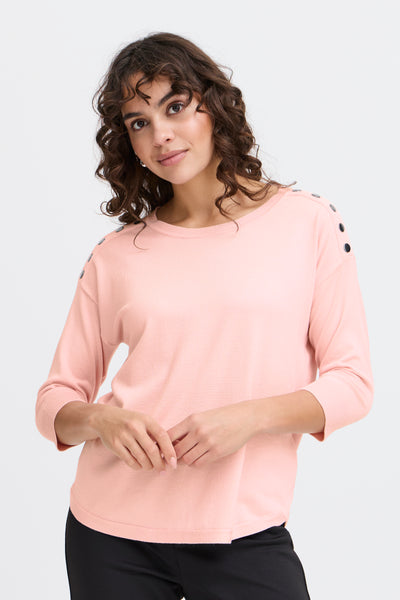 Fransa Pink Button Detail Pullover