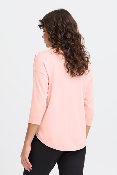 Fransa Pink Button Detail Pullover