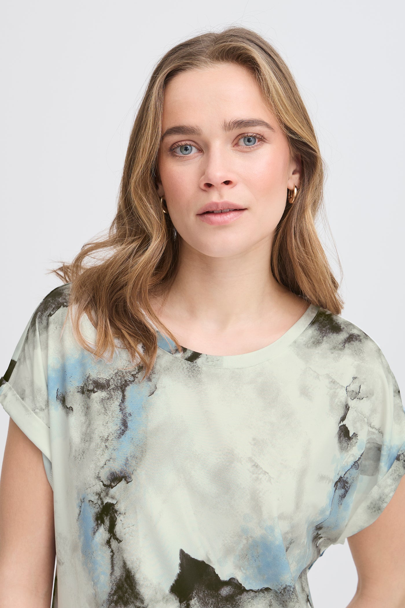 Fransa Blue Marble Seen T-Shirt