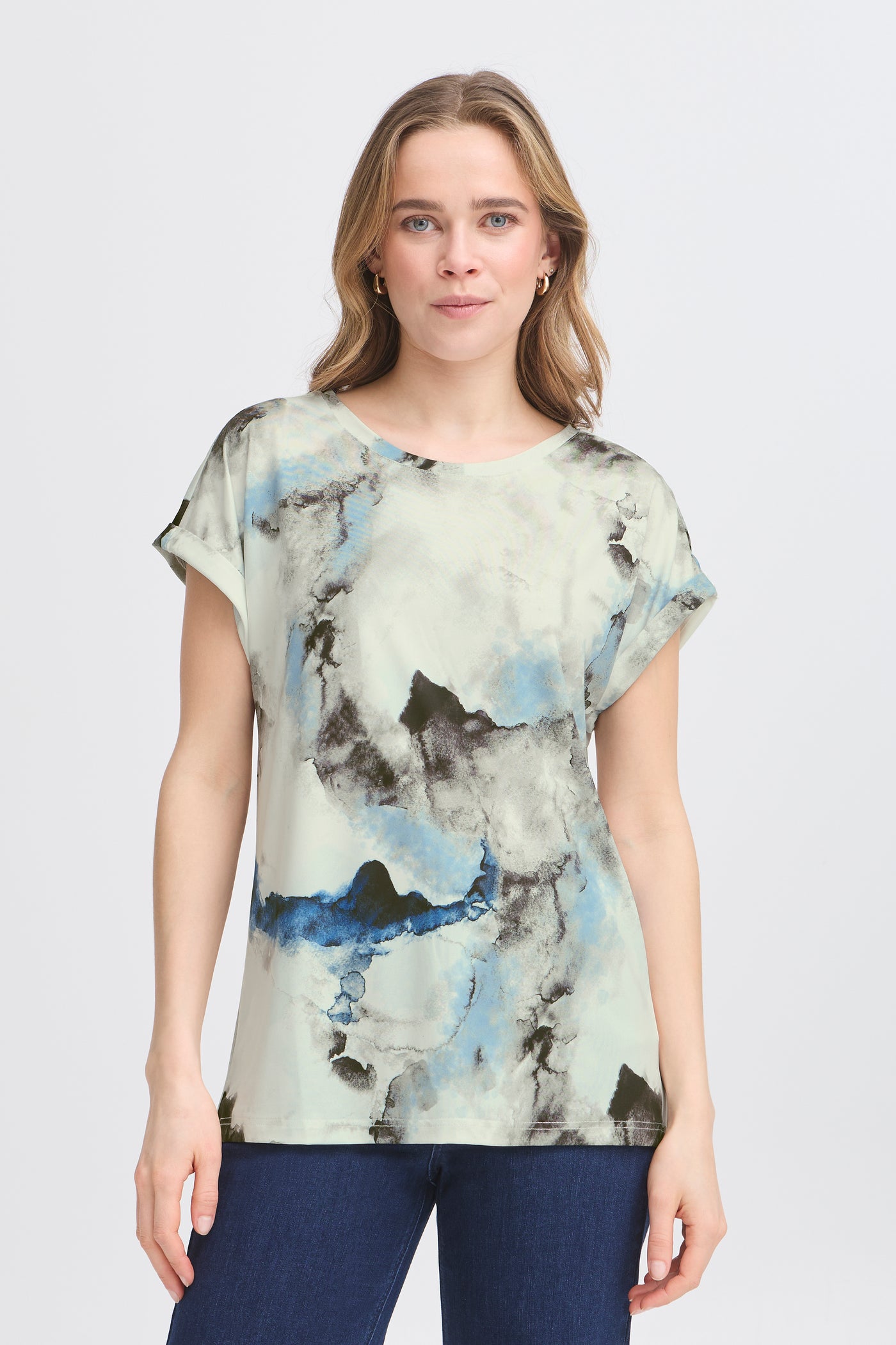 Fransa Blue Marble Seen T-Shirt