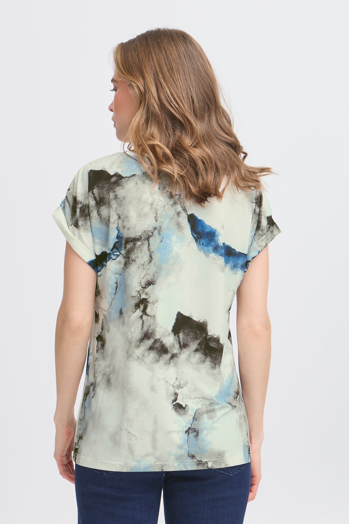 Fransa Blue Marble Seen T-Shirt