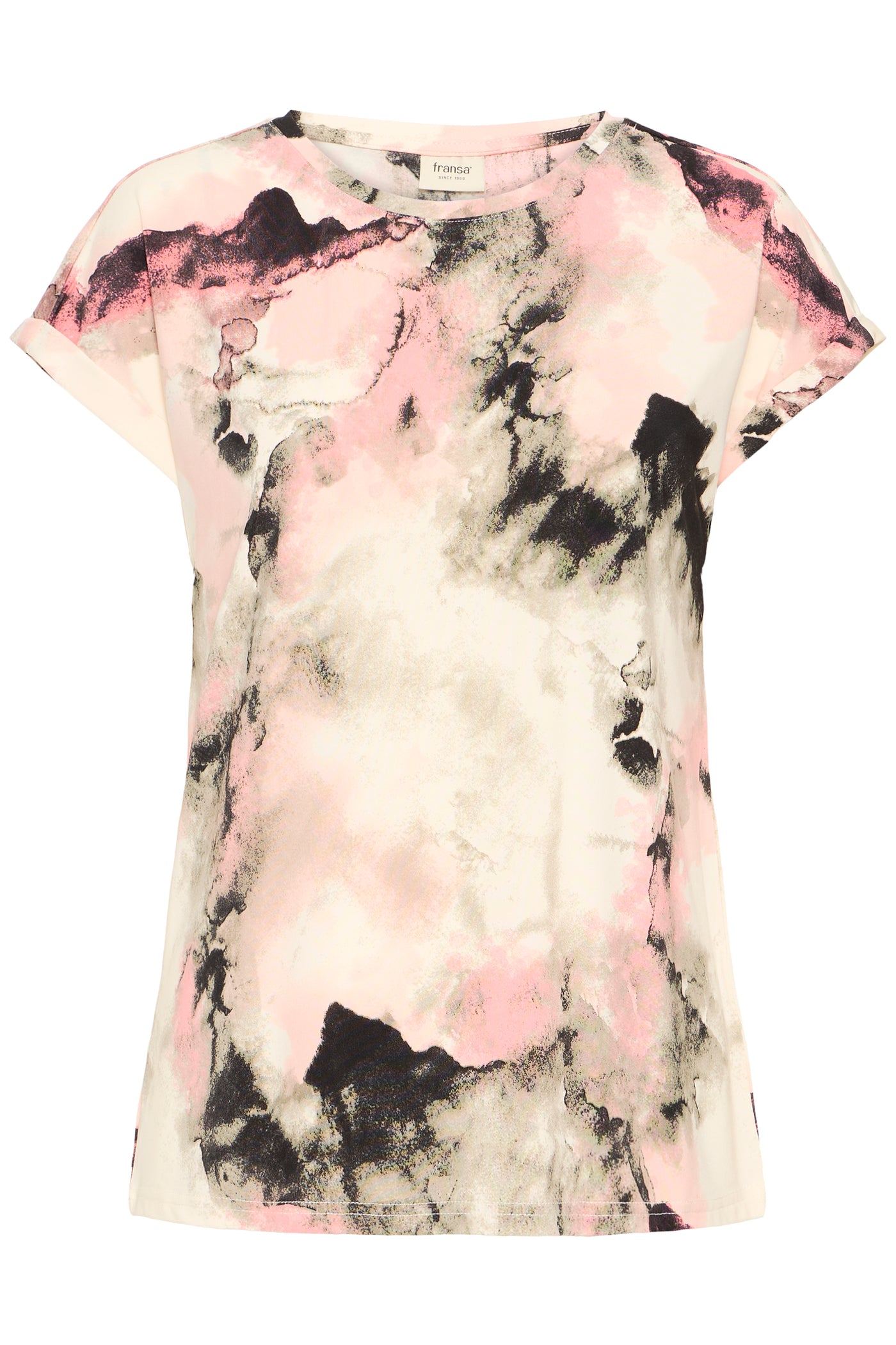 Fransa Pink Marble Seen T-Shirt