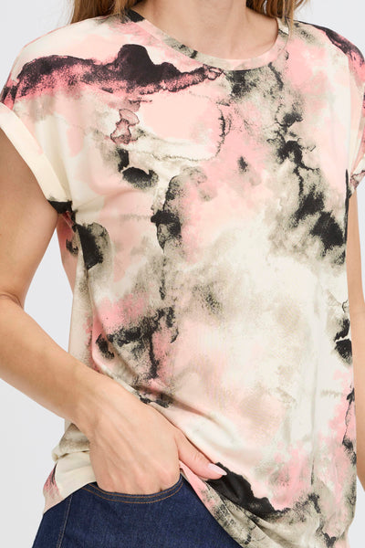 Fransa Pink Marble Seen T-Shirt