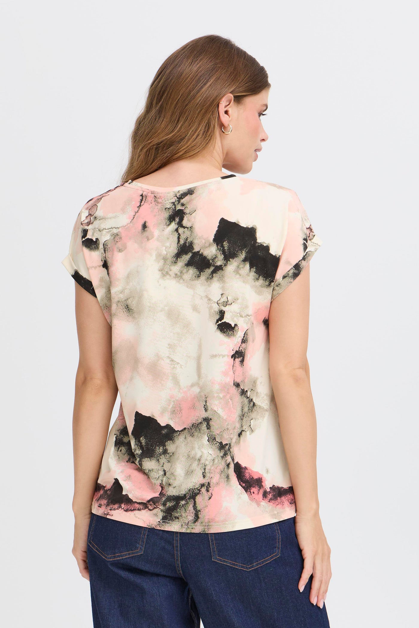 Fransa Pink Marble Seen T-Shirt