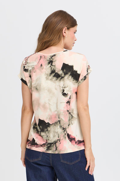 Fransa Pink Marble Seen T-Shirt