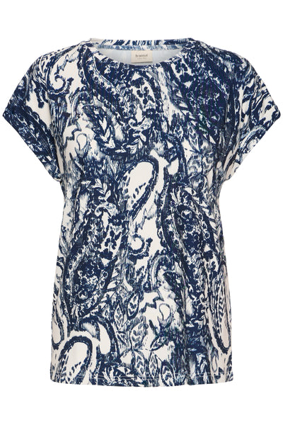 Fransa Navy Paisley Seen T-Shirt