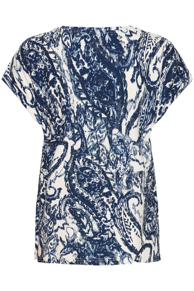 Fransa Navy Paisley Seen T-Shirt