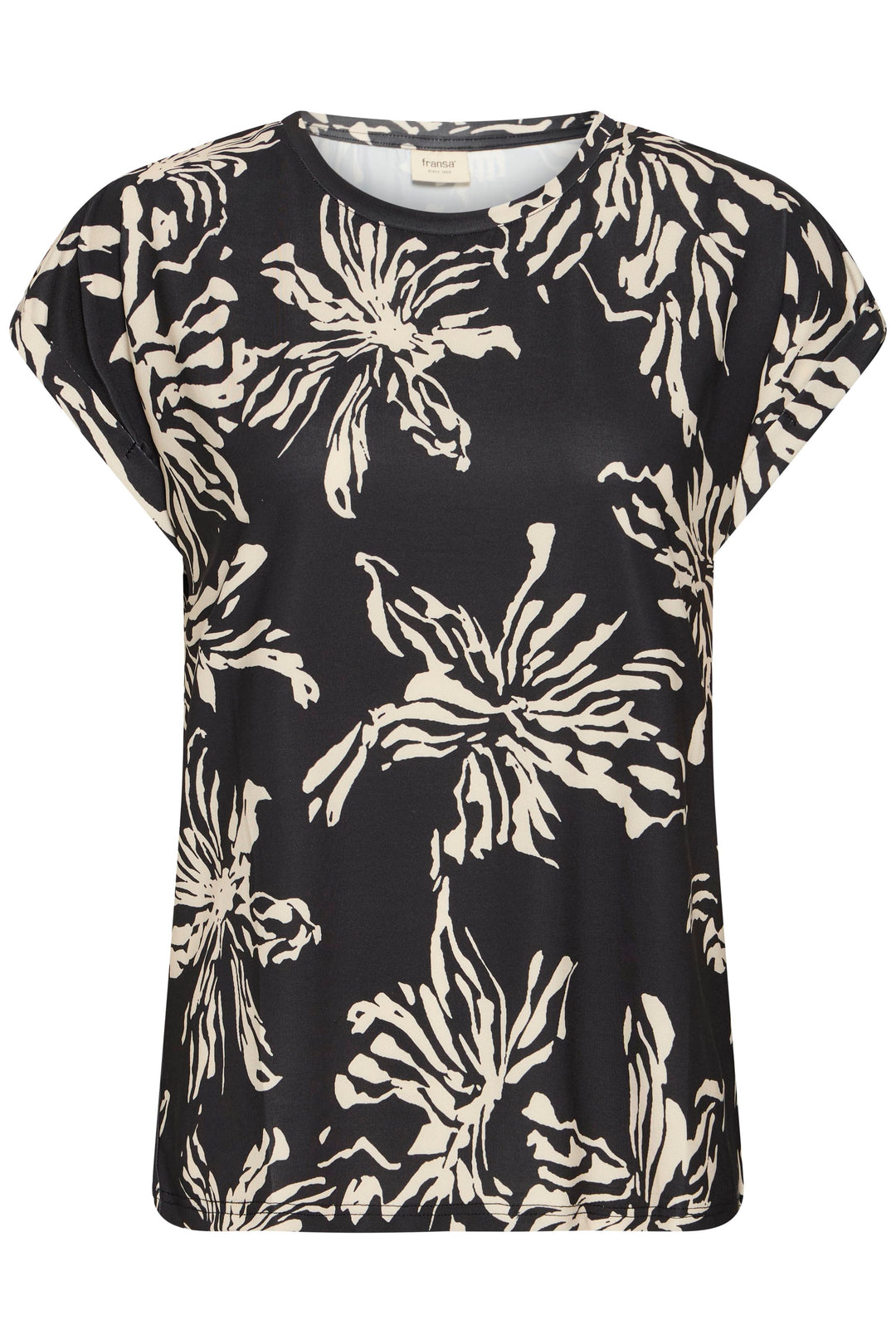 Fransa Black Flower Seen T-Shirt