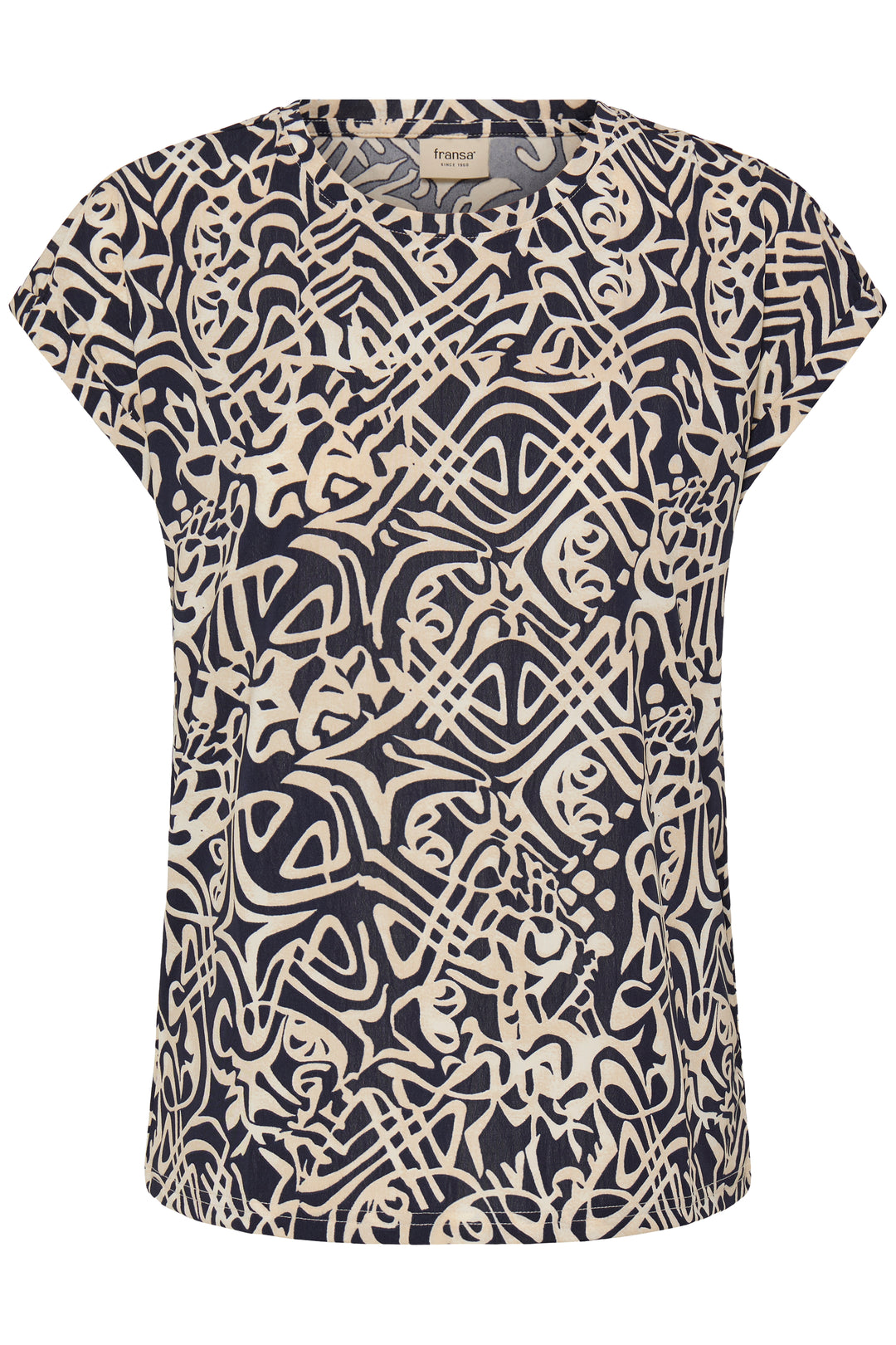 Fransa Navy Deco Seen T-Shirt