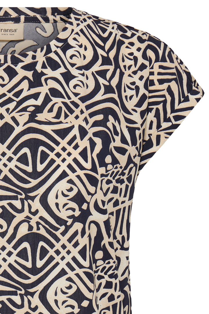 Fransa Navy Deco Seen T-Shirt