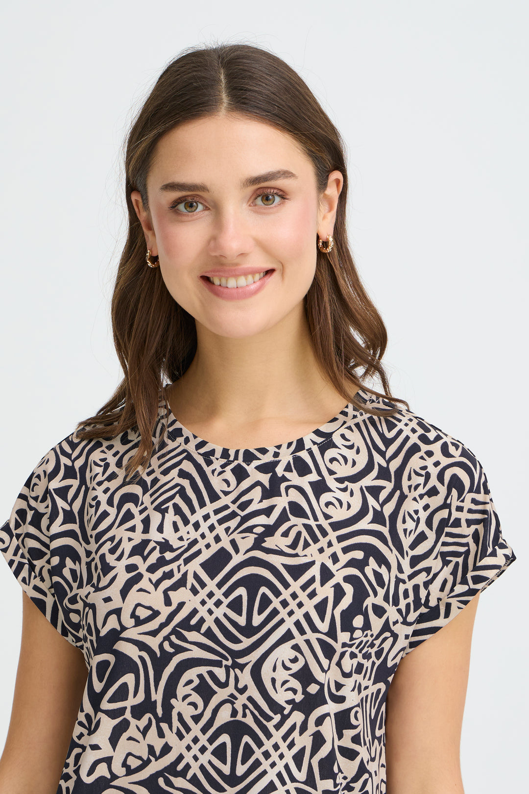 Fransa Navy Deco Seen T-Shirt