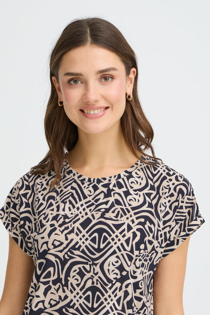 Fransa Navy Deco Seen T-Shirt